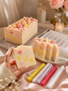Long Strip Silicone Embedded Core Mold, Heart-Shaped Star Moon Butterfly Embedded Shape Mold, Handmade Soap DIY Fillers, Aromatherapy Candle Craft Mold, Cut Surface Reveals Cute Patterns, Flexible Silicone Easy To Demold - Mold - View 3