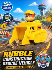 Spin Master PAW Patrol Rubble Rescue Racer, Yellow Bulldozer With Built-In Non-Removable Rubble Figure, Wide Front Scoop And Crawler-Track Styling, Construction Mission Vehicle, Collectible Display For Fans - Multicolor - View 1
