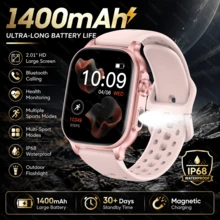 GAWSUG 1400mAh Smart Watch 2.01" HD Screen Bluetooth Call Outdoor Flashlight Rugged Fitness Tracker IP68 Waterproof Gift Men Women - View 14