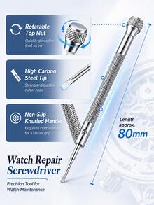 26pcs Watch Repair Tool Set, Includes Strap Removal & Replacement Tools, Battery Replacement Tools, Case Opening Pry Tools, And 20pcs Spring Bars In 14mm, 16mm, 18mm, 20mm, 22mm, Suitable For Watchmakers And DIY Enthusiasts - Black - View 7