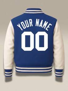 Custom Men Varsity Jacket Warm Baseball Bomber Coat Personalized Name Number Logo Royal Blue Retro Casual Outerwear - Blue - View 3