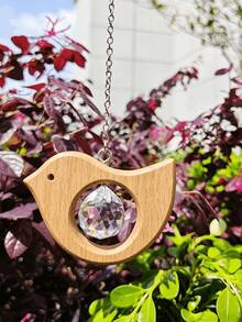 Wooden Bird-Shaped Light-Catching Hanging Decor, Refractive Light Window Hanging Ornament, Suitable For Indoor Home, Garden And Yard Decoration - Multicolor - View 5