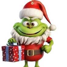 Panini Grinch Holding Gift Acrylic Christmas Ornament, Green Monster Christmas Pendant - Multicolor - View 5