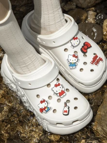 7 Styles/Set | Sanrio Cute Cartoon Hello Kitty Shiny Shoe Charms (Durable High-Quality PVC Material), Suitable For Sandals, Clogs, Bags, Bracelets - Perfect Gift For Friends On Halloween, Christmas, Valentine's Day, Birthday (Mixed Set Randomly Sent) - Multi-color (Style Randomized) - View 5