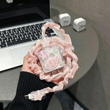 Set Lengkap Charger Transparan 3D Motif Kerang dan Casing Pelindung, Pelindung Kabel Data Kain Berhiaskan Berlian Imitasi untuk Anak Perempuan - Berwarna merah muda - View 11
