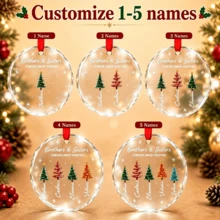 Custom Festive Christmas Tree Ornament, Personalized Brothers And Sisters Name Decor, Hanging Decoration For Family Gift Giving And Holiday Party Favors, Customized Xmas Ornament With 1-5 Names, Customizable Holiday Keepsake Gift. - Style C - View 4