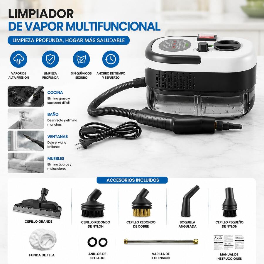 FUTUREM Multifunctional Portable Steam Cleaner For Home Use, 2500W, Electric High Pressure Steam Cleaner For Floors And Carpets, Commercial Steam Cleaner - A - View 1