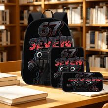 Cool Black Tactical Mecha Robot 2D Print 3-Piece Backpack Set, Large Capacity Backpack, Crossbody Bag, Pencil Case, Adjustable Wide Breathable Shoulder Straps, Side Mesh Pockets, Water Bottle Holder, Personalized Daily Commute Outdoor Storage Bag Set - Printed Bag - View 9