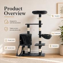 Luxury 5-Tier Cat Tree With Hammock & Condo Tall Plush Activity Centre With Sisal Scratching Posts Stable Base For Indoor Cats - Black - View 10