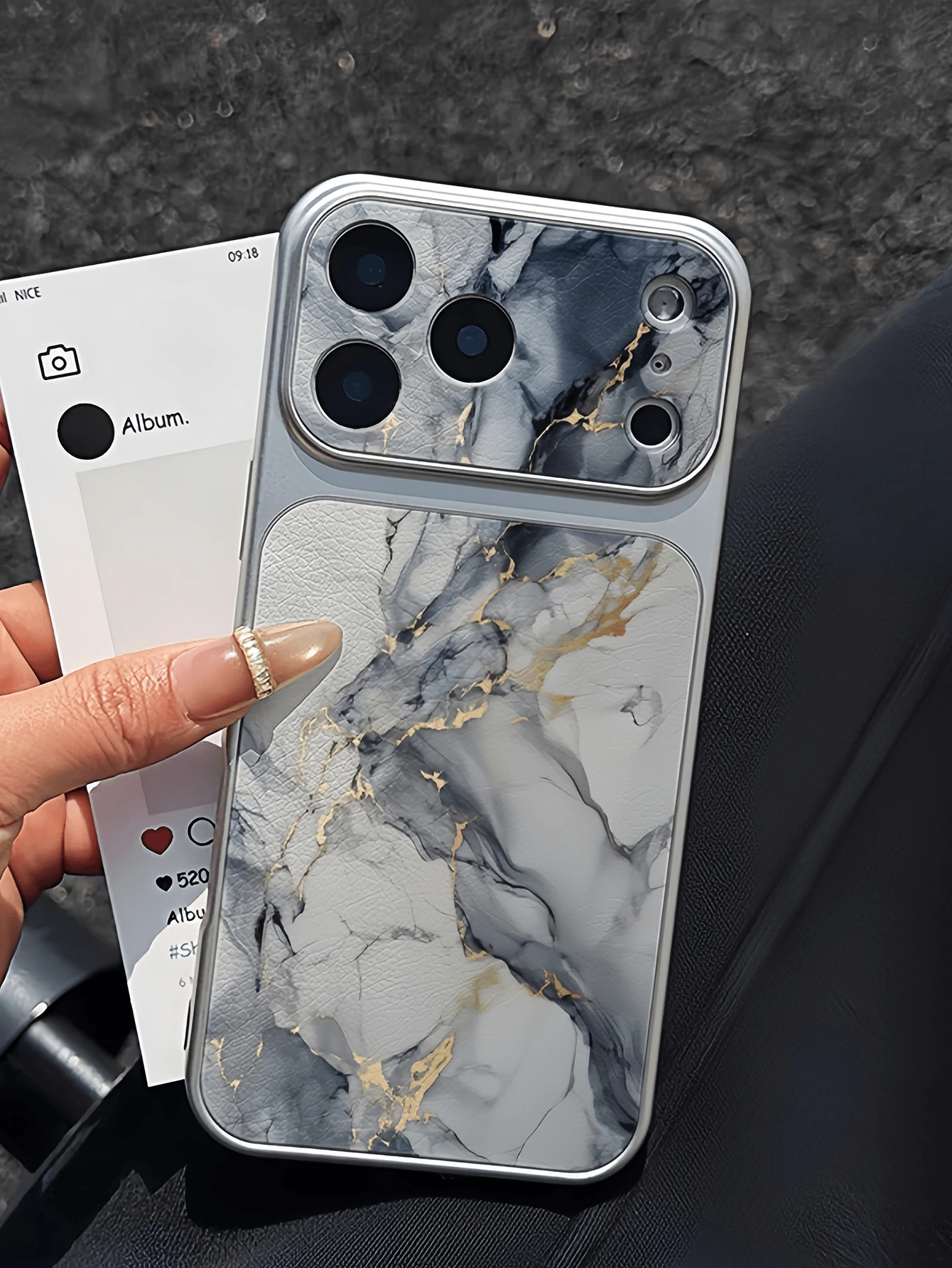 1pc Silver Fault Marble Pattern Personalized Minimalist Anti-Fall Soft TPU Fashion Phone Case Full Coverage Anti-Fouling Protective Shell Compatible With Apple 18 17 16 15 14 13 12 11 Pro Max Air - Multicolor - View 1