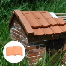 100pcs Mini Red Tile Model Building Set, Clay Material, Mini Tile Sculpture Landscape Accessories, DIY Faux Tile Model Garden Decoration - Other - View 8