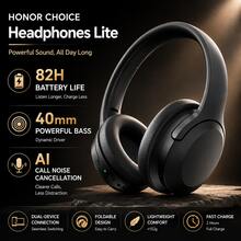 HONOR CHOICE Headphones Lite 無線藍牙貼耳式耳機，82小時續航，40mm動圈單體強勁低音，輕量可折疊，AI清晰通話，雙設備連接，適合旅行、辦公與音樂 - 查看 9