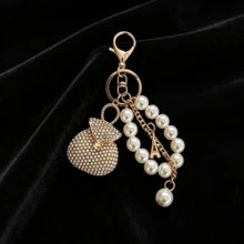 Pearl & Cubic Zirconia Inlaid Keychain, Premium Exquisite Bag Charm, Women's Holiday Gift - Multicolor - View 2