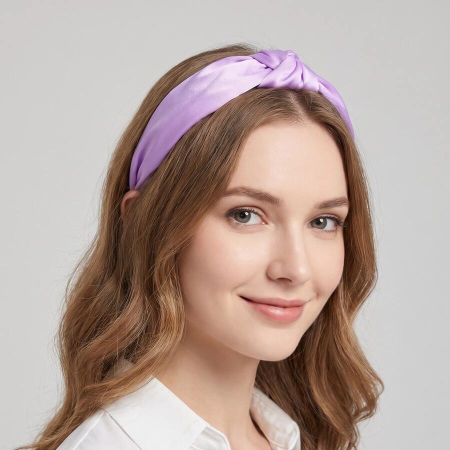 Fabric Solid Color Knitted New Hair Accessories Headband Wide Band Head Hoop Knotted Headband - Multicolor - View 1
