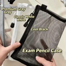 1/2/5pcs Minimalist Black Sheer Mesh Pencil Case Stationery - Black - View 10
