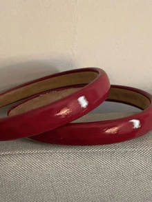 2pcs High Saturation Red Patent Leather Headbands, Elegant High-End Hair Accessories - Burgundy - View 5