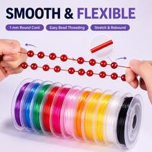 10 Gulungan Tali Elastis Aneka Warna 10m dengan Manik Kristal 1mm | Untuk Membuat Gelang dan Kalung DIY, Tali Perhiasan Elastisitas Tinggi dan Tahan Aus (393,7 Inci Per Gulungan) - Warna campuran - View 4