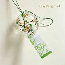 1pc Japanese Style Glass Wind Chime, Floral Printed Hanging Ornament With Paper Tassel For Window Home Patio Garden Decor - Japanese Wind Chime - View 5