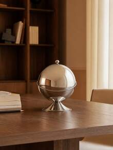 1pc Stainless Steel Roll Top Sugar Jar, Mirror Polished Spherical Sugar Box & Candy Dish With Rotating Lid, Wide Mouth Design, Stable Base, Suitable For Saudi National Day, Halloween, Christmas, Ramadan, Eid, Coffee Bar And Tea Table - Multicolor - View 2