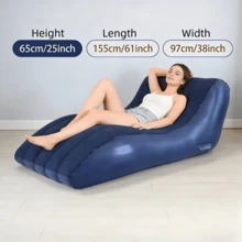 Outdoor Camping Inflatable Sofa, Portable Inflatable Sofa, Single Size Sofa Bed, Comfortable Outdoor Inflatable Sofa, Durable Indoor/Outdoor Inflatable Sofa, Inflatable Sofa With Armrests For Adults, Flocked Surface Indoor Inflatable Lounge Chair, Portable Inflatable Sofa Suitable For Movie Night, Outdoor Inflatable Sofa - Multicolor - View 7