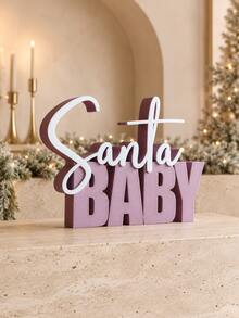 1pc Christmas Baby Text Desktop Ornament, 3D Cursive Letter Desktop Decor, Holiday Christmas Tabletop Statue, Suitable For Entryway Console, Shelf, Mantel, Living Room Holiday Home Display Decoration, Home Decor, Room Decor, Autumn Home Decor, Office Decor, Gift - Multiple Styles - View 3