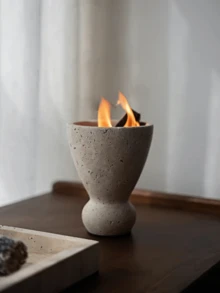 1pc Bohemian Ritual‑Style Incense Holder, Curved Goblet‑Shaped Silhouette, Herb Stick Storage Container, Desktop Aromatherapy Ornament For Spiritual Practice Yoga Home Altar Decoration - Stone Cup Incense Burner - View 5