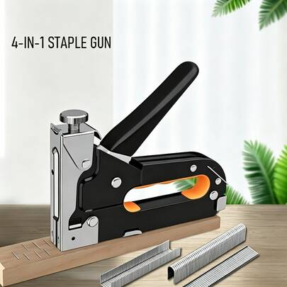 Pistola de Grapas y Clavadora 4 en 1 de Alta Resistencia - Grapadora Manual Ajustable para Madera, Tapicería, Carpintería, Decoración del Hogar y Bricolaje| Sin Aire Comprimido ni Electricidad MREI
