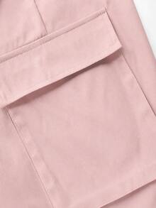 Casual Solid Color Simple Straight Leg Cargo Pants Pink Spring - Pink - View 6