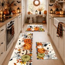 1/2pcs Halloween Pumpkin & Ghost Pattern, Vintage Diatomaceous Earth Bath Mat, Super Absorbent, Non-Slip, Perfect For Bathroom, Kitchen And Dining Room, Quick Drying, Machine Washable, Perfect Gift For Home Decor And Bathroom Mat - Multicolor - View 2