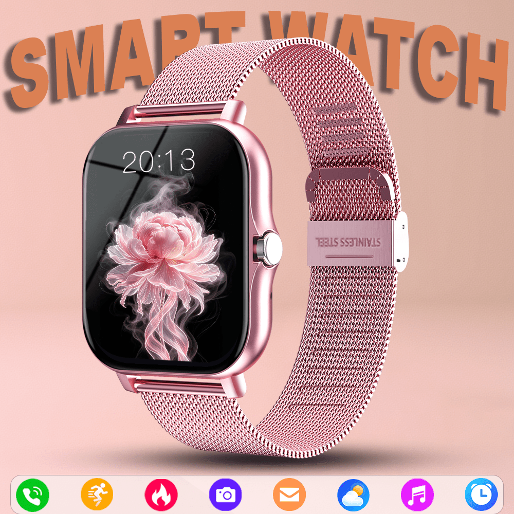 QAGSFLC Jam Tangan Pintar Olahraga Fashion Unisex, Panggilan Nirkabel, Notifikasi Pesan, Kontrol Kamera Jarak Jauh, Kontrol Musik, Stopwatch, Pedometer, Kalori, Pelacak Jarak, Mode Olahraga, Tampilan Jam yang Dapat Disesuaikan, Pengisian Daya Kabel USB, Jam Tangan Multifungsi