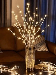 1 String Elegant Birch Branch LED String Lights - Battery Powered, Includes 20 LED Bulbs, Suitable For Home, Bedroom, Wedding, Christmas, Holiday Decor - White - View 15