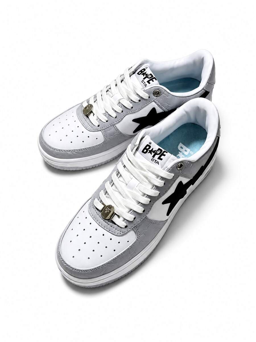 Unisex A Bathing Ape BAPE STA Platform Sneakers, Low Top Street Skate Trainers For Couple Daily Outfits - Blue - View 1
