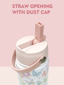 Meoky 便當午餐盒，帶 9 盎司湯熱，防漏午餐食品容器，帶 4 格，隔熱熱食罐，適合學校、辦公室、旅行和野餐 - 白色蝴蝶裝套裝 - 查看 3