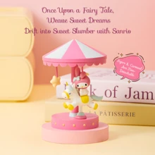 Lampu Malam Miniso Sanrio Kuromi Carousel, Lampu Hias Meja LED Isi Ulang Berbentuk Komedi Putar, Lampu Malam Dekorasi Samping Tempat Tidur Karakter Lucu untuk Hadiah Anak Perempuan - -Pink - View 2