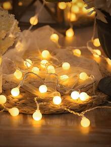 1pc 6-1.5M Battery Driven LED White Spherical Decorative Light String, Indoor Home Room Wall Decoration Fairy Light, Outdoor Camping Decoration, Proposal Wedding Birthday Party Supplies, Garden Courtyard Festival Decoration Spherical Light - Yellow - View 5