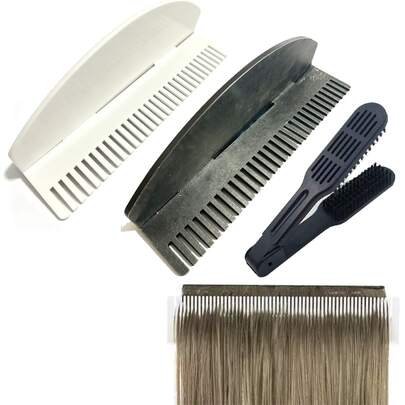 Soporte Organizador de Almacenamiento y Exhibición Portátil de Acrílico para Extensiones de Cabello y Pelucas + Peine Alisador de Cabello con Dientes de Nylon Cerámico, Juego de Peinado para Cabello Grueso, Uso Diario en Salón y Viajes, Halloween