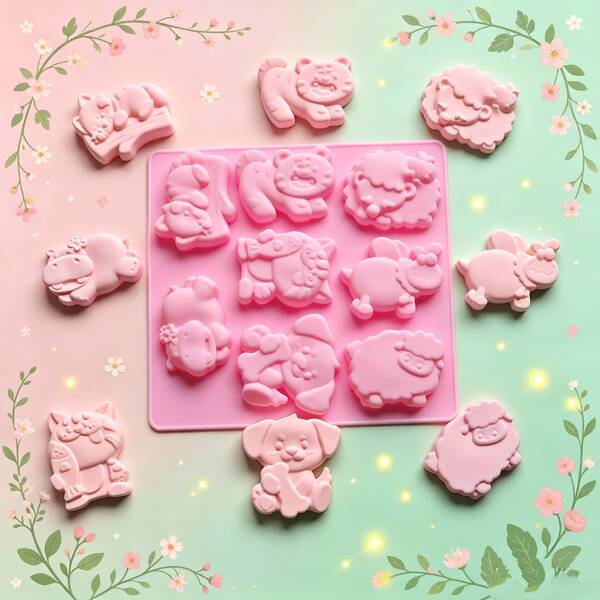 1pc Grassland Animal Theme Series Silicone Mold, Suitable For Soap, Resin, Plaster, Crystal Epoxy, DIY Artwork Production, Etc., With Reusable, Easy Release, Easy Cleaning, Non-Deformable Advantages. Includes: 8-Cavity Grassland, Forest Animal Shapes. You Can Combine More Scenes Based On Mold Size, Shape And Your Own Usage Needs (Note: Size Chart Is Available In Main Image/Detail Page)