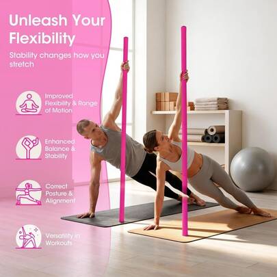Barra de Yoga, Dispositivo de Estiramiento Ajustable, Duradero y Resistente, Adecuado para Deportes, Flexibilidad, Ejercicio, Estiramiento, Fisioterapia, Pilates, Fitness de Equilibrio