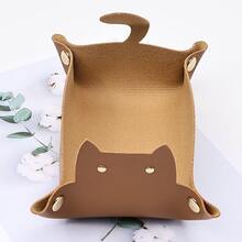 Cat-Shaped Desktop Storage Tray, Office Desk Storage Box, Folding Jewelry, Stationery, Key Storage Tray, Home Desktop Decoration, Suitable For Desktop, Bedroom, Car Storage, And Other Small Items. A Must-Have Cute Storage Tray For Every Household. - Multicolor - View 14