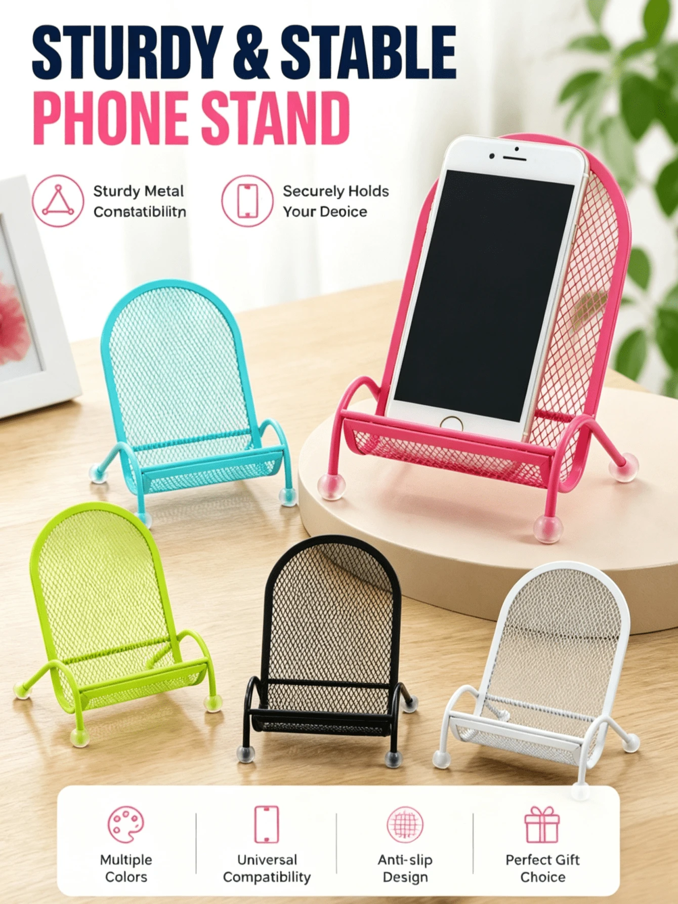 1pc Creative Chair Shaped Phone Holder - Iron Metal Material, Stable Weighted Design | Cute Slouchy Person Desktop And Bedside Universal Phone Stand (Suitable For All Seasons) - Metal Chair Frame - View 1