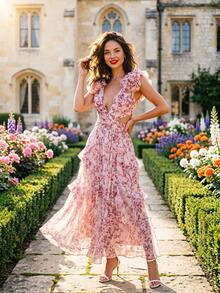 Women Long Dresses - Ditsy Floral - View 1
