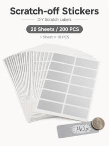 50pcs Large Capacity Scratch-Off Reveal Stickers, Silver DIY Scratch-Off Stickers, Self-Adhesive Reveal Stickers, Suitable For Cards, Gifts, Games, Rewards, Party Favors And Creative Crafts - A - View 11