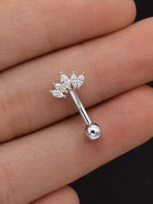 S925 Sterling Silver Navel Ring, Rhinestone Crown Design, Fashionable Luxury Women's Navel Jewelry - Single - View 7
