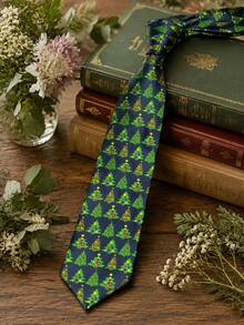 1pc Men's Christmas Holiday Outfit With Christmas Tree Tie. Suitable For Christmas Wear - Dark Blue Christmas Tree - View 2
