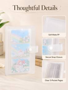 84-Pocket 1-Book 3-Inch Photo Album, PP Plastic Snap Button Card Collection Folder, Portable Postcard Ticket Travel Souvenir Storage Book, Home Office Organizer - Multiple Styles - View 3