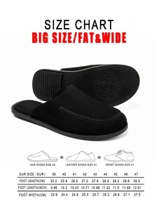 Men's Wide Toe Box Suede Mule Loafers, Retro Closed-Toe Half-Slip-On, Fine Soft Faux Suede Texture, Low-Key Premium Style - Black - View 12
