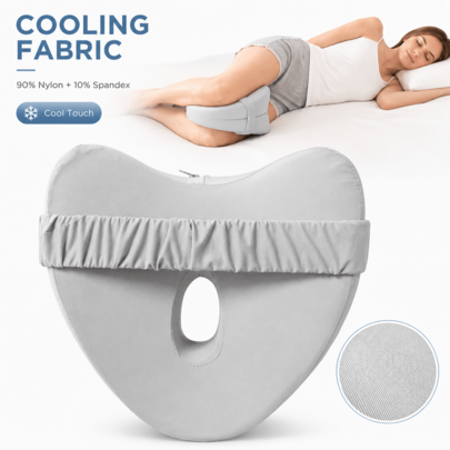 GEECO Leg Pillow For Side Sleepers, Memory Foam Knee Cushion With Cooling Cover, Adjustable Strap, Soothing Relief For Back, Hips, Knees, Joints, Nerves & Muscles, Perfect Gift For Moms, Nurses, Seniors, Athletes