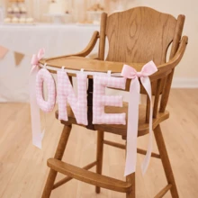 Băng rôn vải cao cho ghế cao ONE, băng rôn sinh nhật 1 tuổi họa tiết kẻ ô hồng xanh lá xanh dương có nơ, đồ trang trí tiệc sinh nhật bằng vải tái sử dụng được - Nhiều màu - Xem 6