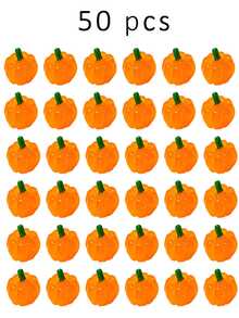 50/20/10/1pc Cute Cartoon Mini Pumpkin Resin Flat Pendant, Cartoon Style Flat Resin Pumpkin Inlaid Charm, Glow-In-The-Dark Imitation Vegetable Decoration, Suitable For Halloween, Autumn Festival, DIY Jewelry, Hair Accessories Handmade - A - View 11