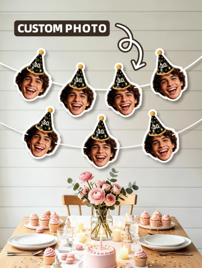 1-21pcs Customizable Cut-Out Face Portrait Hanging Flags, Perfect For Event Scene Decor, Club Atmosphere Creation, Party Background Decoration, Offline Scene Beautification, Ideal Gift For Event Organizers, Studio Owners, Partners, Friends, Community Members, Suitable For Halloween, Christmas, Birthday, Party